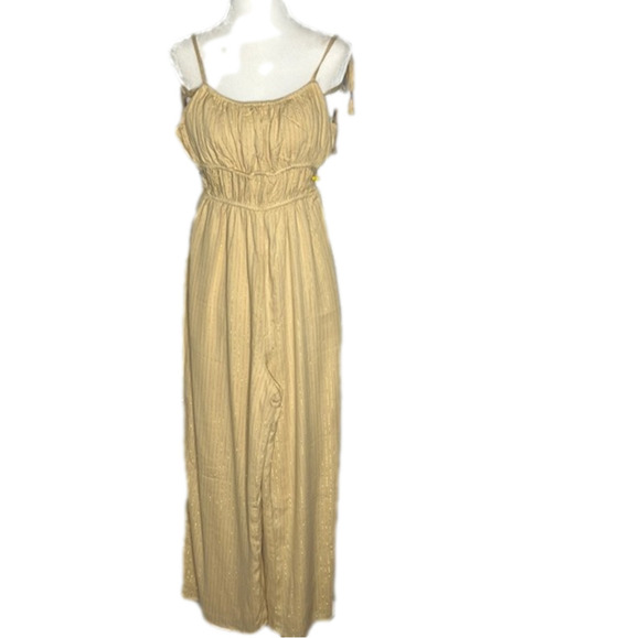 LE Lis Ruched  Jumpsuit with Shoulder Tie - Picture 1 of 13